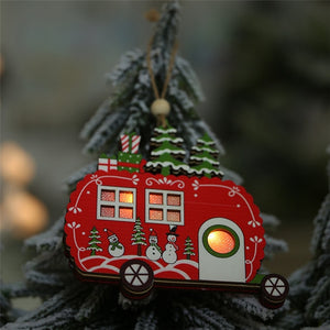 LED light Christmas Tree Star car Wooden